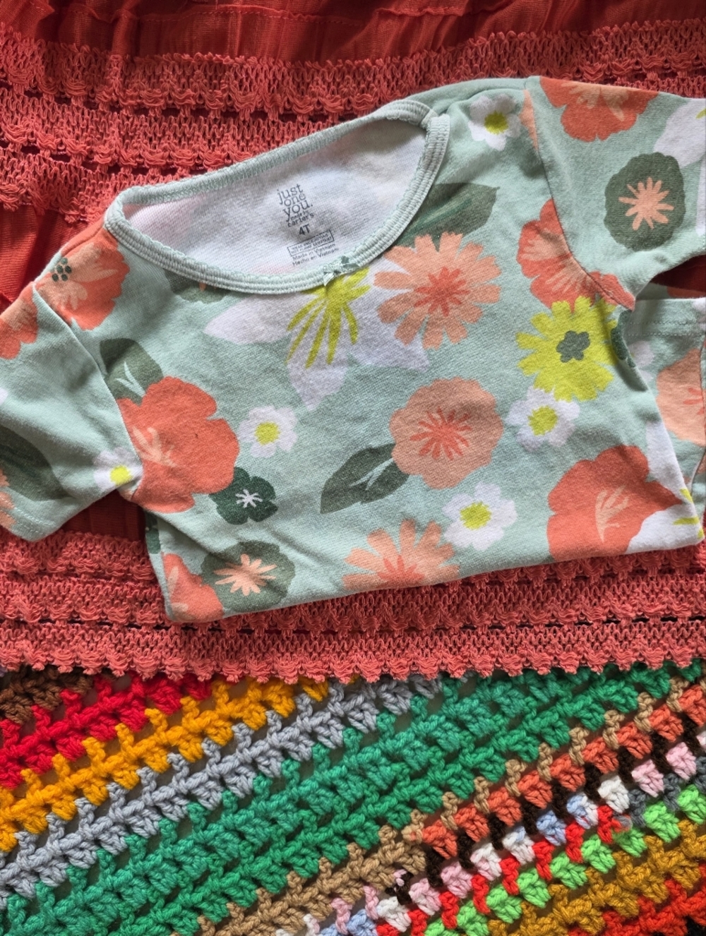 Tropical Floral Short Sleeve Tee Lightweight Play Shirt For Summer